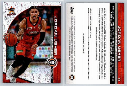 Card # 69 Jordan Usher Perth Wildcats Opal NBL Topps 2023 2024