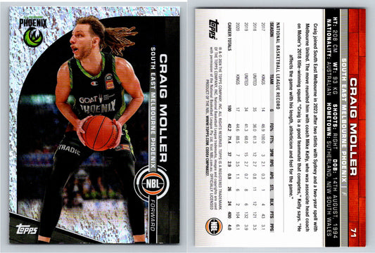 Card # 71 Craig Moller South East Melbourne Phoenix Opal NBL Topps 2023 2024