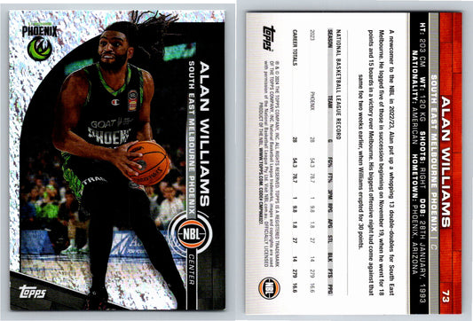 Card # 73 Alan Williams South East Melbourne Phoenix Opal NBL Topps 2023 2024