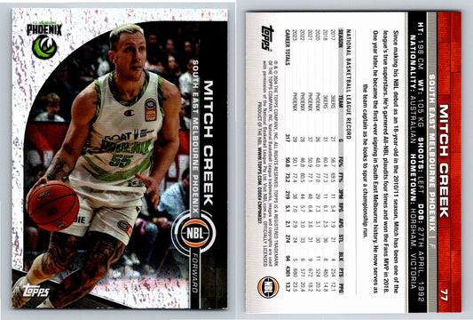 Card # 77 Mitch Creek South East Melbourne Phoenix Opal NBL Topps 2023 2024