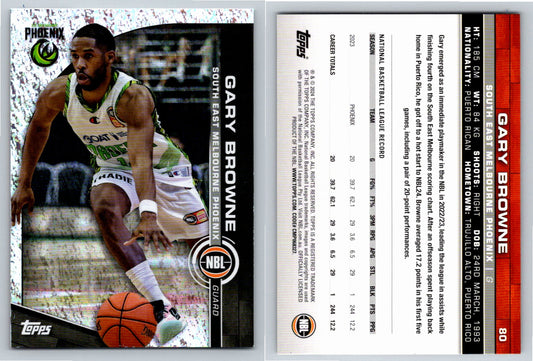 Card # 80 Gary Browne South East Melbourne Phoenix Opal NBL Topps 2023 2024