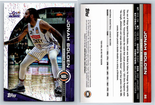 Card # 86 Jonah Bolden Sydney Kings Opal NBL Topps 2023 2024