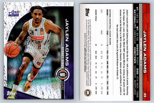Card # 89 Jaylen Adams Sydney Kings Opal NBL Topps 2023 2024