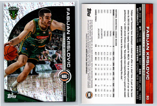 Card # 93 Fabijan Krslovic Tasmania JackJumpers Opal NBL Topps 2023 2024