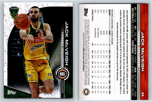 Card # 94 Jack McVeigh Tasmania JackJumpers Opal NBL Topps 2023 2024
