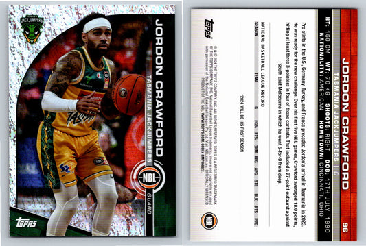 Card # 96 Jordon Crawford Tasmania JackJumpers Opal NBL Topps 2023 2024