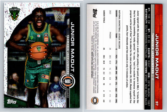 Card # 97 Junior Madut Tasmania JackJumpers Opal NBL Topps 2023 2024