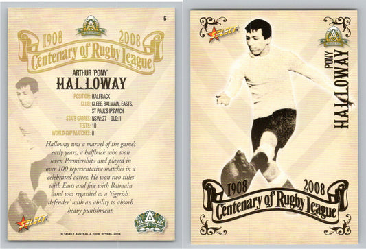 Card #   6 PONY HALLOWAY NRL Centenary of Rugby League