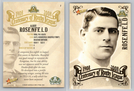 Card #   7 ALBERT ROSENFELD NRL Centenary of Rugby League