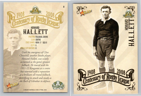 Card #   8 HOWARD HALLETT NRL Centenary of Rugby League