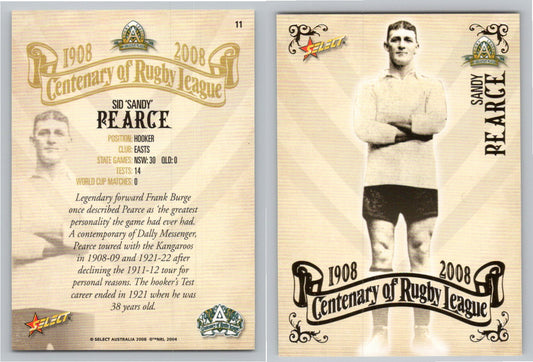 Card #   11 SANDY PEARCE NRL Centenary of Rugby League