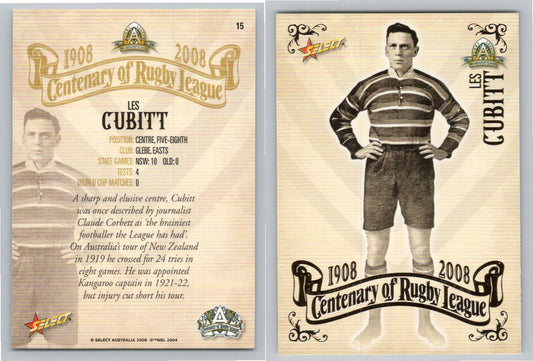 Card #   15 LES CUBITT NRL Centenary of Rugby League