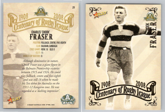 Card #   21 CHOOK FRASER NRL Centenary of Rugby League
