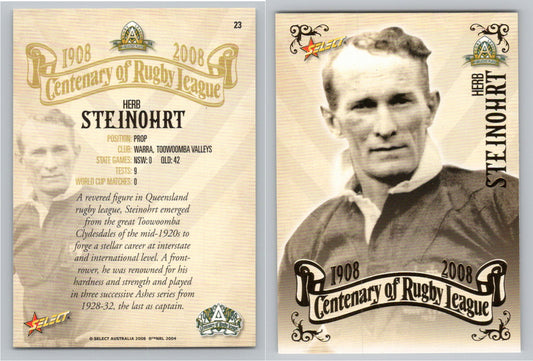Card #   23 HERB STEINOHRT NRL Centenary of Rugby League