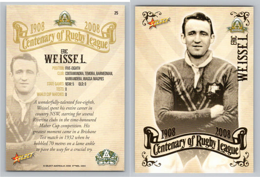 Card #   25 ERIC WEISSEL NRL Centenary of Rugby League