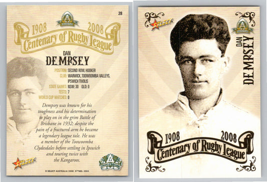 Card #   28 DAN DEMPSEY NRL Centenary of Rugby League
