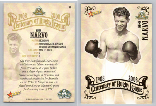 Card #   39 HERB NARVO NRL Centenary of Rugby League