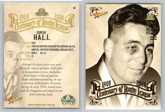 Card #   44 DUNCAN HALL NRL Centenary of Rugby League