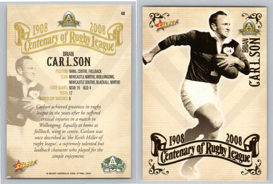 Card #   48 BRIAN CARLSON NRL Centenary of Rugby League