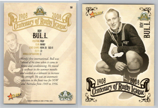 Card #   50 ROY BULL NRL Centenary of Rugby League