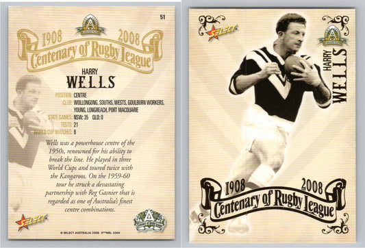 Card #   51 HARRY WELLS NRL Centenary of Rugby League