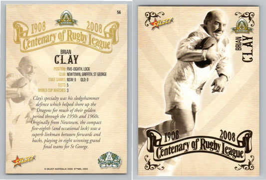 Card #   56 BRIAN CLAY NRL Centenary of Rugby League