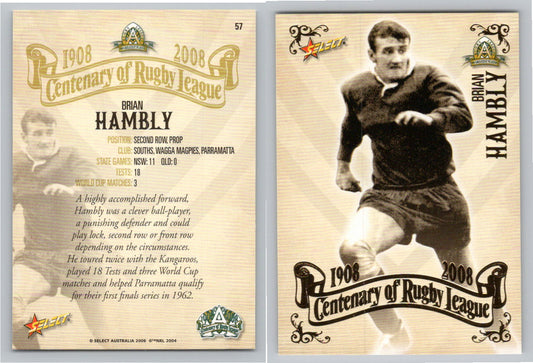 Card #   57 BRIAN HAMBLY NRL Centenary of Rugby League