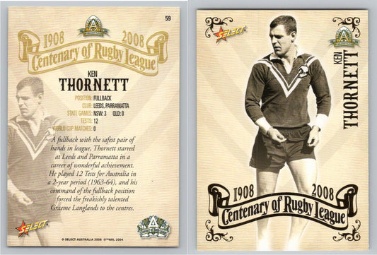 Card #   59 KEN THORNETT NRL Centenary of Rugby League