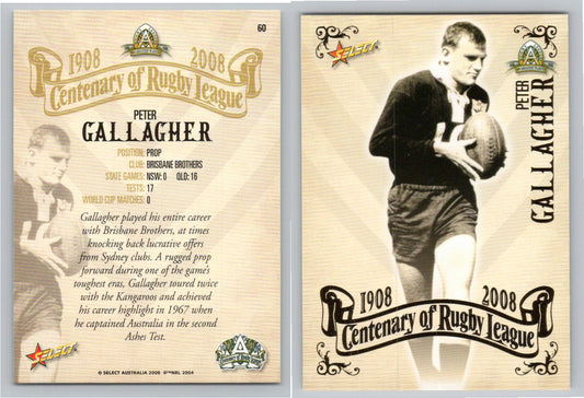 Card #   60 PETER GALLAGHER NRL Centenary of Rugby League