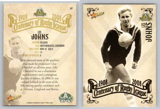 Card #   67 LES JOHNS NRL Centenary of Rugby League