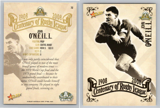 Card #   72 JOHN O’NEILL NRL Centenary of Rugby League