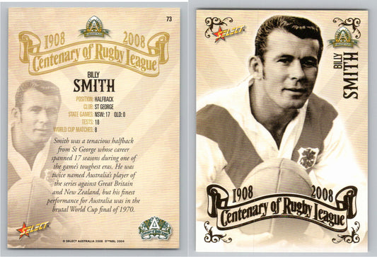 Card #   73 BILLY SMITH NRL Centenary of Rugby League