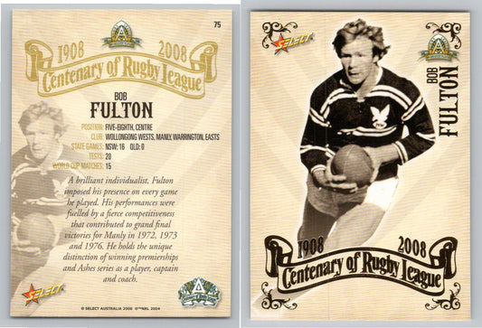 Card #   75 BOB FULTON NRL Centenary of Rugby League