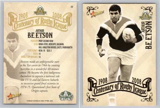 Card #   77 ARTHUR BEETSON NRL Centenary of Rugby League