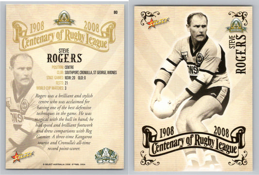Card #   80 STEVE ROGERS NRL Centenary of Rugby League