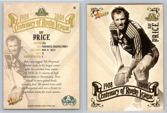 Card #   82 RAY PRICE NRL Centenary of Rugby League