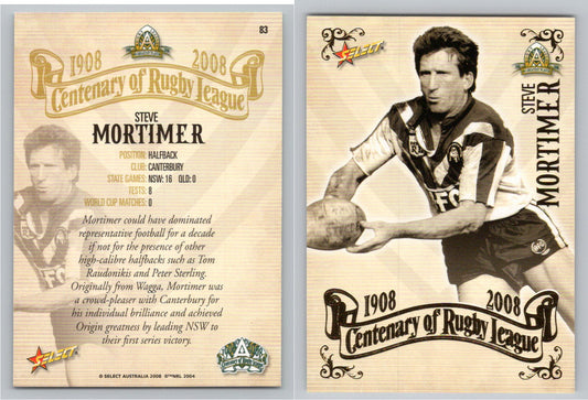 Card #   83 STEVE MORTIMER NRL Centenary of Rugby League
