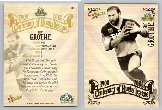 Card #   85 ERIC GROTHE NRL Centenary of Rugby League