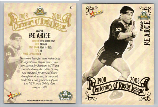 Card #   87 WAYNE PEARCE NRL Centenary of Rugby League
