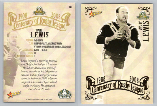 Card #   88 WALLY LEWIS NRL Centenary of Rugby League