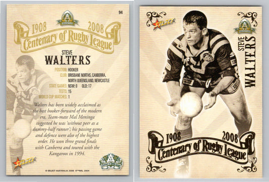 Card #   94 STEVE WALTERS NRL Centenary of Rugby League