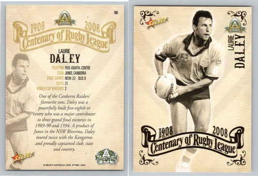 Card #   96 LAURIE DALEY NRL Centenary of Rugby League