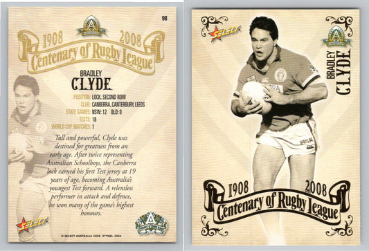 Card #   98 BRADLEY CLYDE NRL Centenary of Rugby League