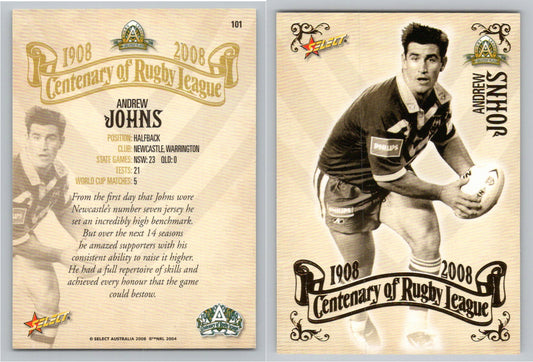 Card #   101 ANDREW JOHNS NRL Centenary of Rugby League