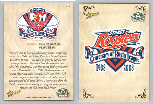 Card #   117 SYDNEY ROOSTERS NRL Centenary of Rugby League