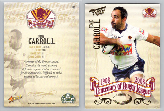 Card #   120 TONIE CARROLL NRL Centenary of Rugby League