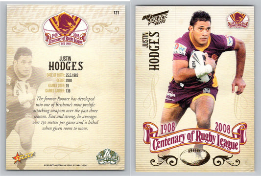 Card #   121 JUSTIN HODGES NRL Centenary of Rugby League
