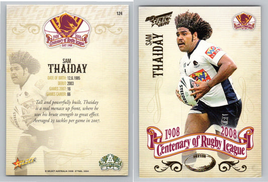Card #   124 SAM THAIDAY NRL Centenary of Rugby League