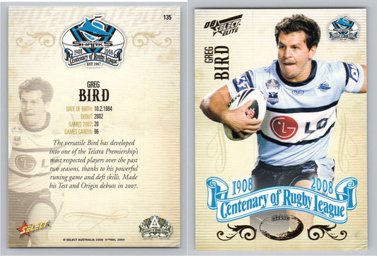 Card #   135 GREG BIRD NRL Centenary of Rugby League
