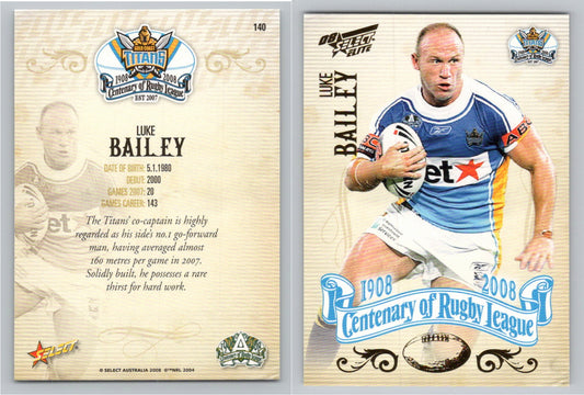 Card #   140 LUKE BAILEY NRL Centenary of Rugby League